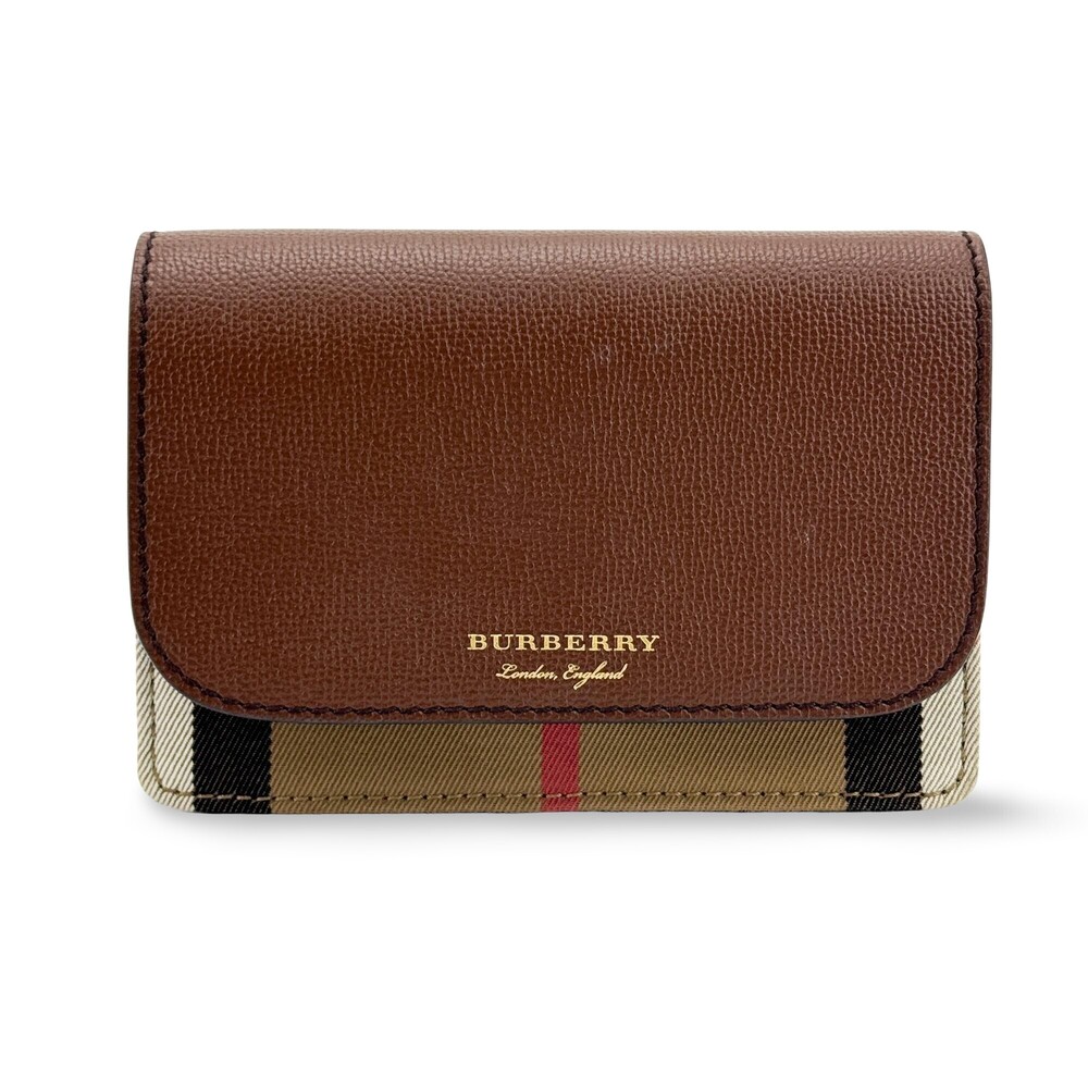 Burberry Folding Vintage Check Canvas and Leather Compact